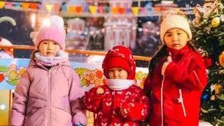 Адека Персик Аминка и Аружка открывают подарки 🎁 Новый Год Москва Красная Полощадь 🎄