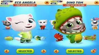 Talking Tom Gold Run New Update New Character  Eco Angela VS Dino Tom GAMEPLAY