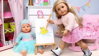 Adorable duck drawing with Baby and Mom! Play Dolls