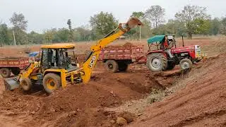 Jcb 3dx Eco Backhoe Machine Loading Red Mud In | JCB Cratoon | JCB Cratoon Jcb and Tractor Cartoon