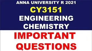CY3151 Engineering Chemistry Important Questions   Anna University   Manojkumar C | Re uploaded
