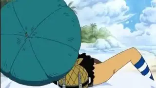 LUFFY THROWS FRUIT TO USOPP