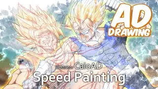 【speedpaint】| ADDrawing 95 Goku vs Majin Vegeta Fanart