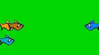 Group fish talking green screen effect
