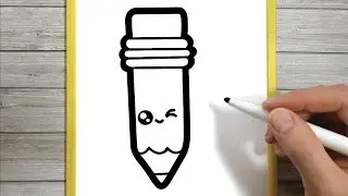 COME DISEGNARE E COLORARE UNA MATITA KAWAII PER BAMBINI