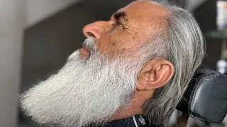 80 Year Old Man Full Grooming Transformation ✂️ | White Beard & Hair Trim ASMR 