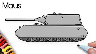 How to draw a Maus tank step by step