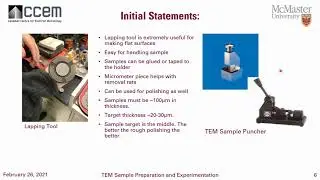 CCEM Webinar Series - TEM dimple grinding and experimentation