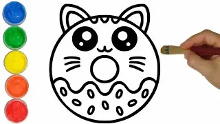 Cat Donut Drawing Painting Coloring for Kids and Toddlers