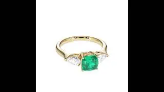 Atyaza Inc Yellow Gold Emerald and Diamond Engagement Ring ATZR 0785