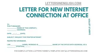 Request Letter For New Internet Connection in Office – Letter For New Internet Connection