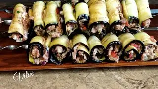 БАКЛАЖАНОВІ РУЛЕТИКИ із м'ясною начинкою запечені в духовці чи на мангалі!!!