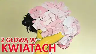 Kobieta z głową w KWIATACH