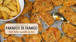 Panados de frango com molho quente de mel
