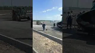 процесс укладки асфальта, 1слой.