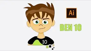 Ben 10 cartoon drawing in illustrator. how to make flat design in illustrator?