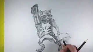 Drawing Rocket from Guardians of the Galaxy. Easy how to sketch