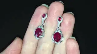Серебряные серьги-подвески с мадагаскарским рубином