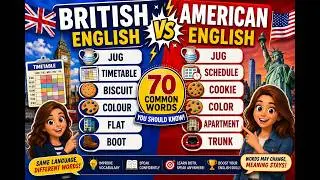 70 Differences Between British English 🇬🇧Vs American English🇺🇲 Words I #britishvsamerican