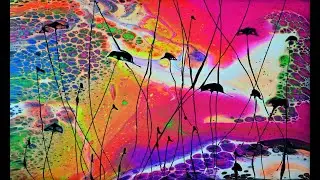 Lively Neon Garden ~ Acrylic Pouring Flop Cup ~ Fiona's Art Lab