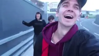 Joe pretending to walk into a lamppost
