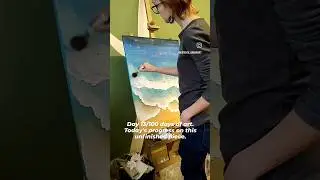 Progress on this ocean painting Day 13/100 of #100daysofart