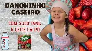 Danoninho Caseiro com Leite em pó e suco em pó Tang 🍓 - 2 ingredientes