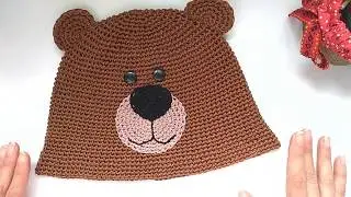Bear. Crochet hat. Easy and simple to knit.