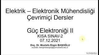 Güç Elektroniği Kısa Sınav-2 Çözümü