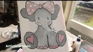 Painting Challenge #017: Cute elephant Acrylic painting | Simple easy Acrylic painting step by step