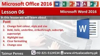 Microsoft Word 2016 | Font formatting | settings | Clear Formatting | Highlight text | Lesson 06