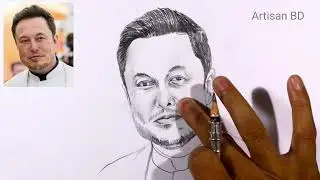 How To Draw Realistic Face Elon Musk | Pencil Sketch 