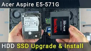 Acer Aspire E5-521 install SSD / upgrade HDD to SSD, замена или установка жесткого диска