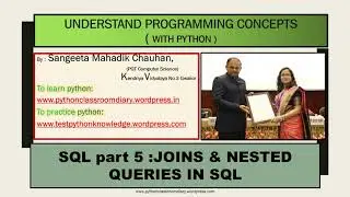 SQL Joins/Nested Queries Class XI | XII  Unit III Database Management By Sangeeta M Chauhan