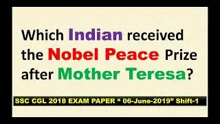which Indian received noble peace prize after mother Teresa,general knowledge questions,Gk question