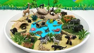 2 Diorama With Animals Dinosaurs | safari Jurassic World Small World In white tray