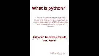 what is python in 5 seconds| python| guido van russom