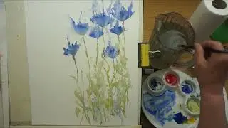 Paint some watercolour blue flowers with me
