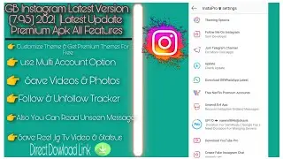 GB Instagram Latest Version (7.95) 2021  |  Latest Update  Premium Apk All Features  |