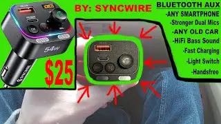How to Install Syncwire 54W Bluetooth 5.4 FM Transmitter Car Charging Adapter for Older Cars