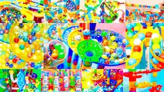 Marble Run Race ASMR  Dual Electric Elevator & Ferris Wheel GOOD SOUND♪Jumping Roller Coaster