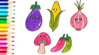 How to Draw Cute Vegetables part 3#drawingtutorial #vegetabledrawing #stepbystepdrawing #coloring