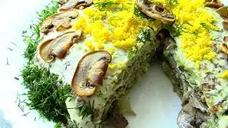 КАБАЧКОВЫЙ ТОРТ с грибами.РЕЦЕПТ КАБАЧКОВОГО ТОРТИКА .