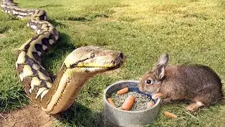 Giant Python Feeds on Rabbit (TIME LAPSE)