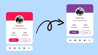 How To Create a Profile Card UI With Dynamic Theme Colors | Theme Switcher | Javascript Project
