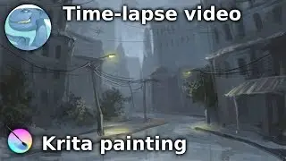 Night city. Speed painting with Krita.