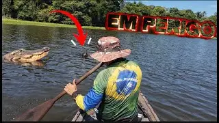 FISHING and ROASTING a PIRAPITANGA in LAGO do ANZOL, and the ALLIGATOR WANTS MY FISH!!!