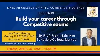 Guest Lecture on Build a Career through Competitive Exams  | NKES Jr College |  Pravin Salunkhe