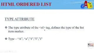 Learn to Ordered List Item Marker Type Attribute in Html Course on Part-48