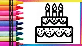 Draw and Color a Cake 🎂🥮🥞 Easy Cake drawing for kids #cake #cakedrawing #cakedraw